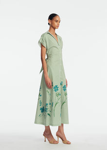 Floral Striped Cotton Tie Waist Dress | Mallard Multi