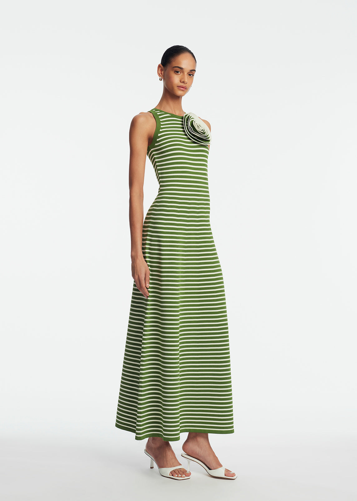 Rose Detail Knit Halter Dress | Cactus Multi