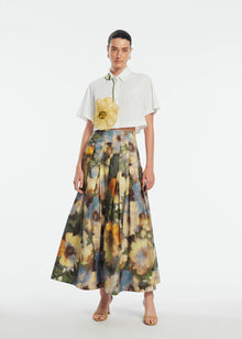Floral Printed Cotton Full Skirt | Cactus Multi