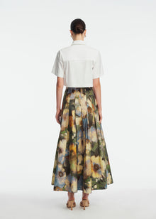 Floral Printed Cotton Full Skirt | Cactus Multi