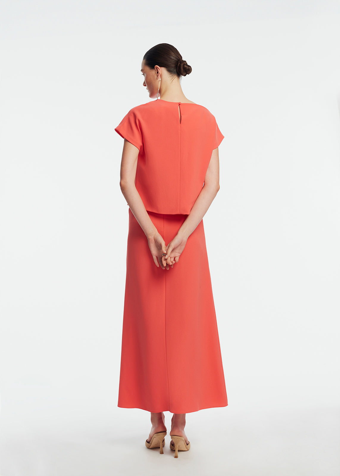Fluid Crepe Draped Top | Watermelon