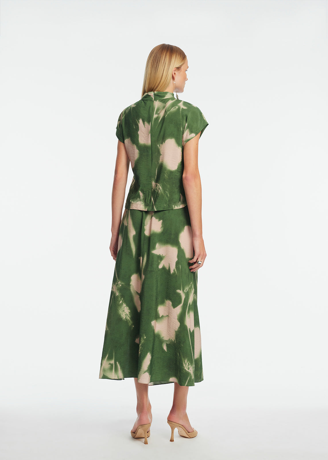Abstract Floral Crepe Cascade Skirt | Cactus