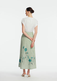 Floral Striped Cotton A-Line Skirt | Mallard Multi