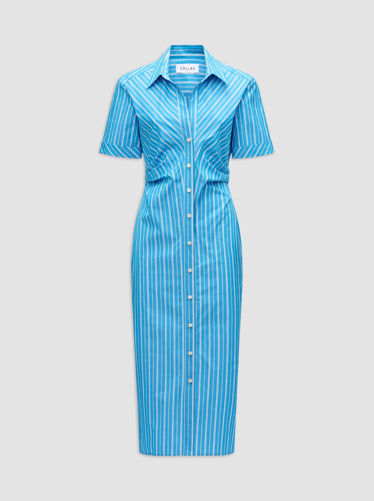 Lou Fitted Shirt Dress | Blue Stripe