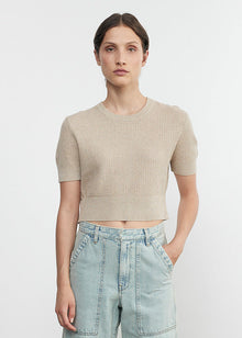 Linen Open Knit Cropped S/S | Basalt