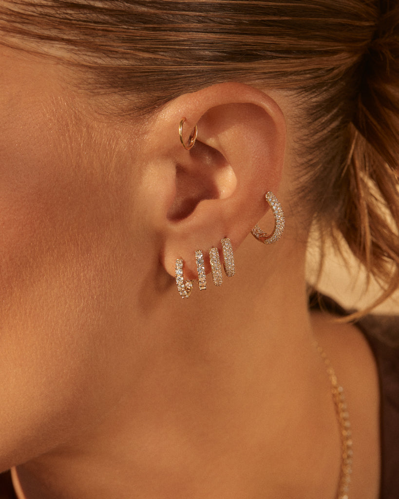 The Amalfi Huggies | 14K White Gold | 1 CT Real Diamonds