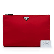 Prada | Pre-Owned Tessuto Soft Zip Clutch | Red