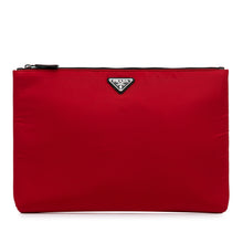 Prada | Pre-Owned Tessuto Soft Zip Clutch | Red