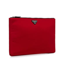 Prada | Pre-Owned Tessuto Soft Zip Clutch | Red