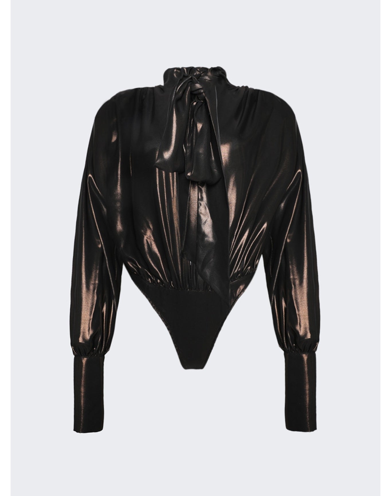 LaQuan Smith | Women | Bodysuit With Necktie Detail | Bronze