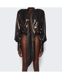 LaQuan Smith | Women | Bodysuit With Necktie Detail | Bronze