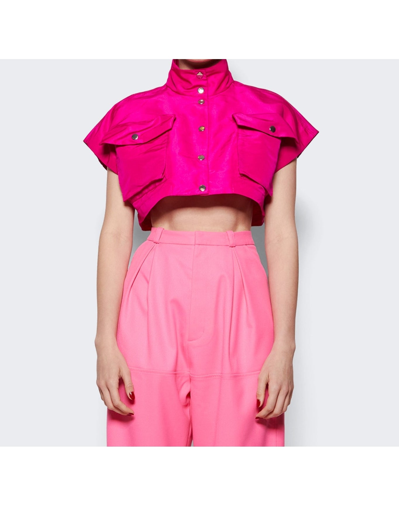 LaQuan Smith | Women | Utility Cropped Vest | Fuchsia