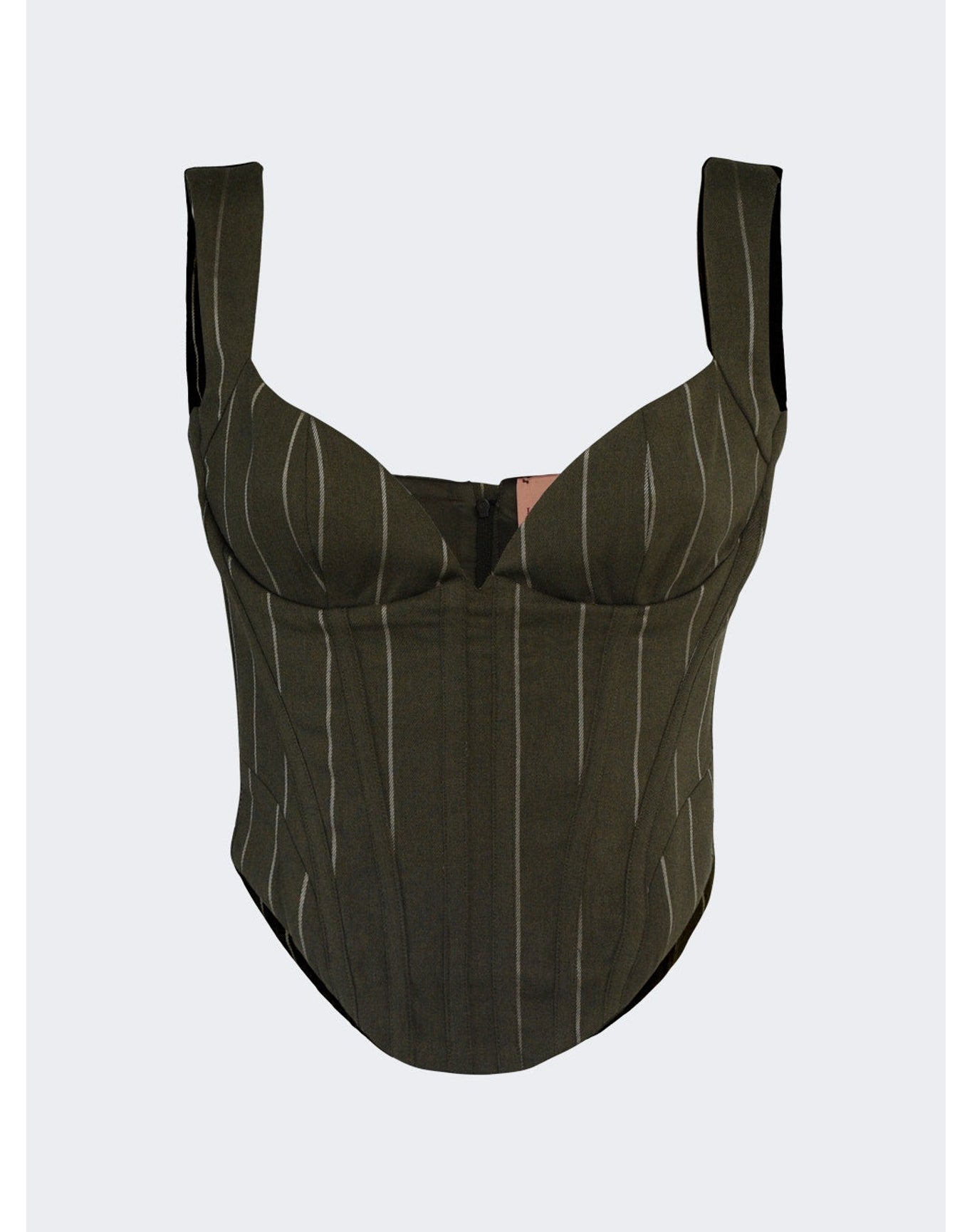 La Semaine | Women | Corsette Top | Military Green x Cream Pinstripe