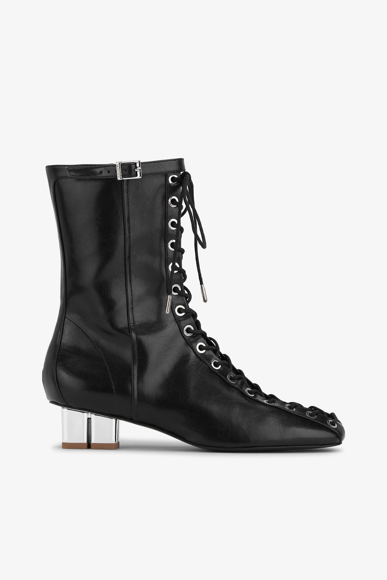 Lace Up Ankle Boots in Oleatex | Black
