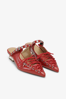 Lace Up Mules in | Racing Red