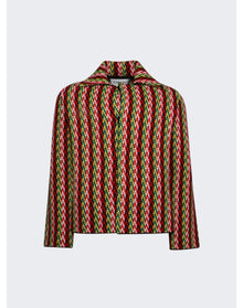 Lanvin | Men | Curb Chevron Knit Jacket | Red x Green