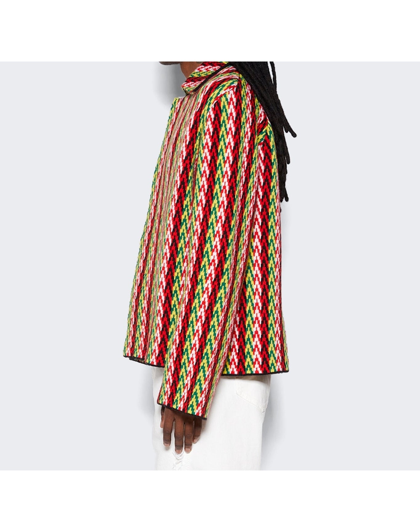 Lanvin | Men | Curb Chevron Knit Jacket | Red x Green