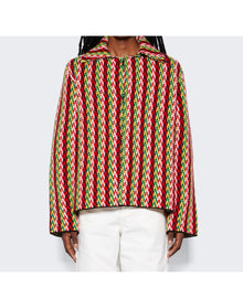 Lanvin | Men | Curb Chevron Knit Jacket | Red x Green