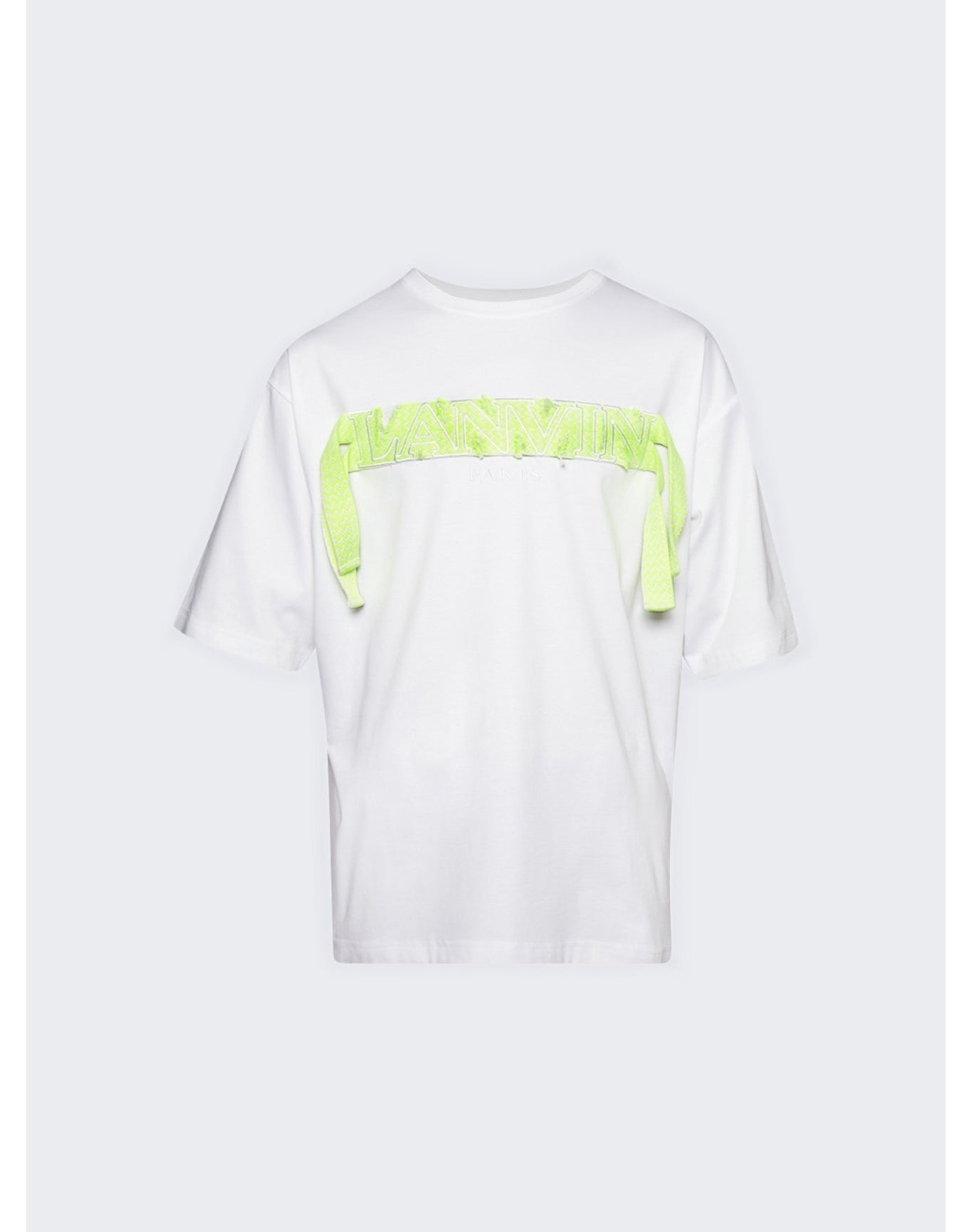 Lanvin | Men | Curb Embroidered T-shirt | Optic White x Green