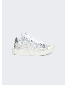 Lanvin | Men | Curb Metallic Effect Sneakers | Silver