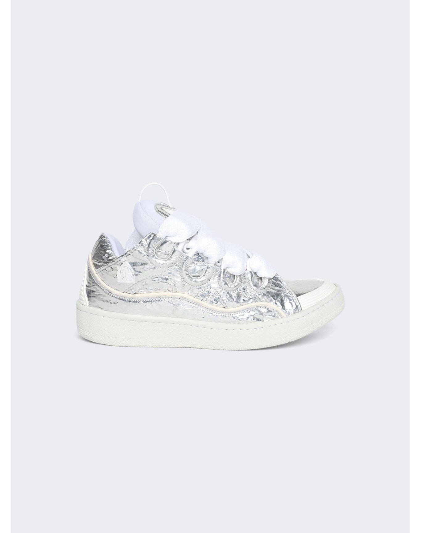 Lanvin | Men | Curb Metallic Effect Sneakers | Silver