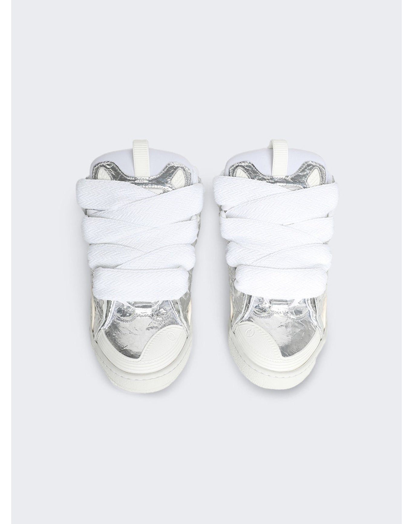 Lanvin | Men | Curb Metallic Effect Sneakers | Silver