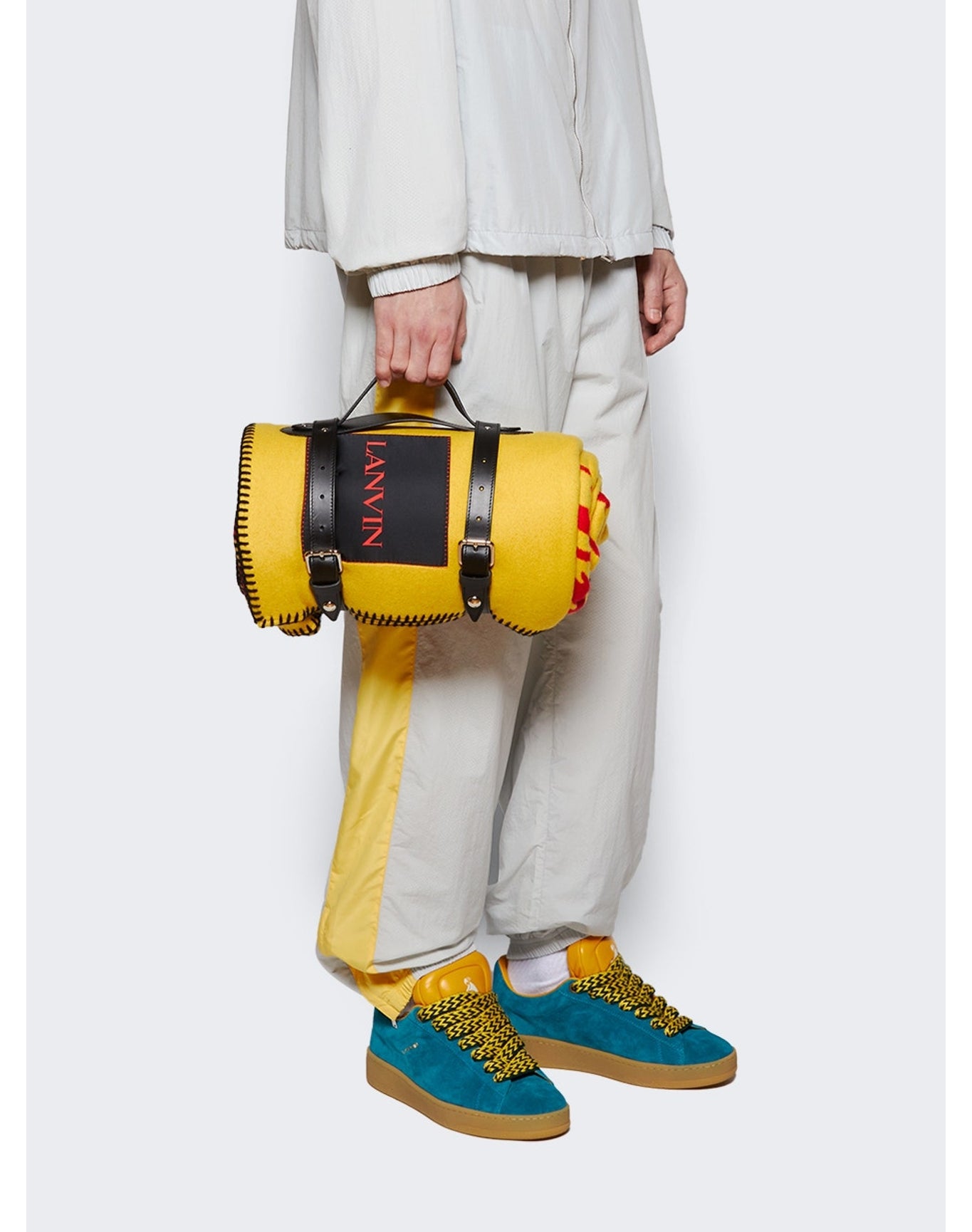 Lanvin | Men | Future Blanket With Carrying Straps | Black x Corn Yellow