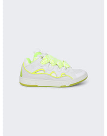 Lanvin | Women | Curb Sneakers | White x Fluorescent Yellow