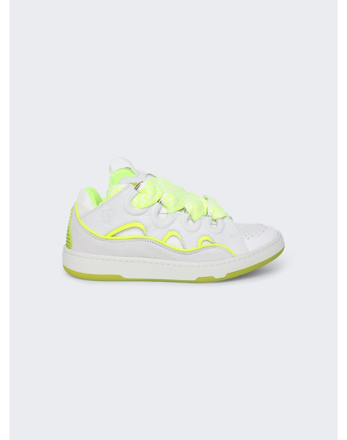 Lanvin | Women | Curb Sneakers | White x Fluorescent Yellow