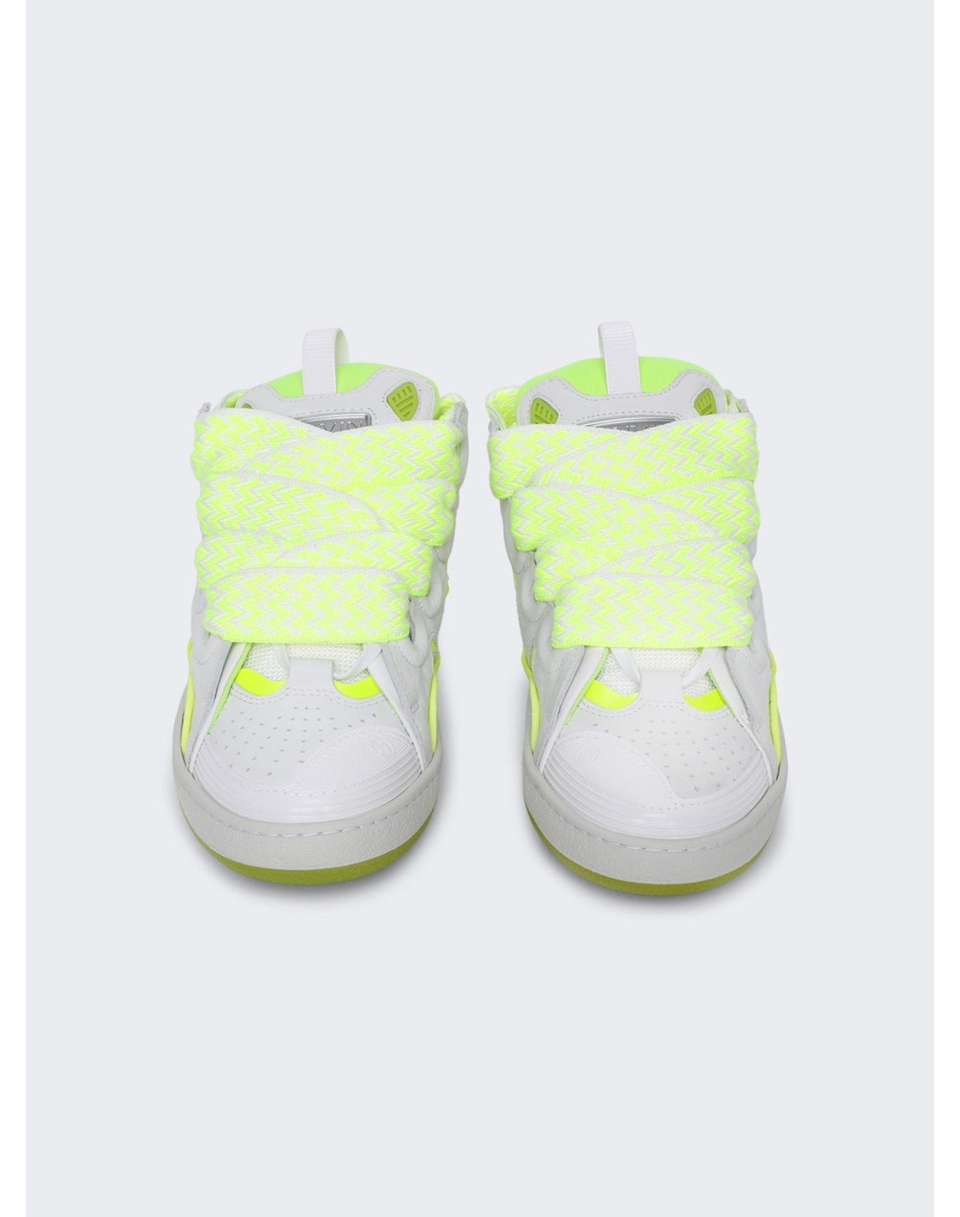 Lanvin | Women | Curb Sneakers | White x Fluorescent Yellow