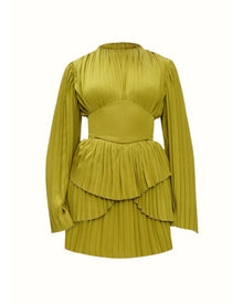 Lenti Pleated Mini Dress | Lime
