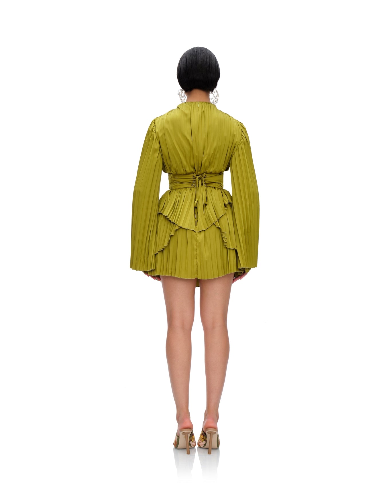 Lenti Pleated Mini Dress | Lime