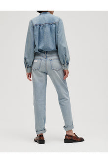 Light Denim Gathered Loose Blouse | Tint Wash