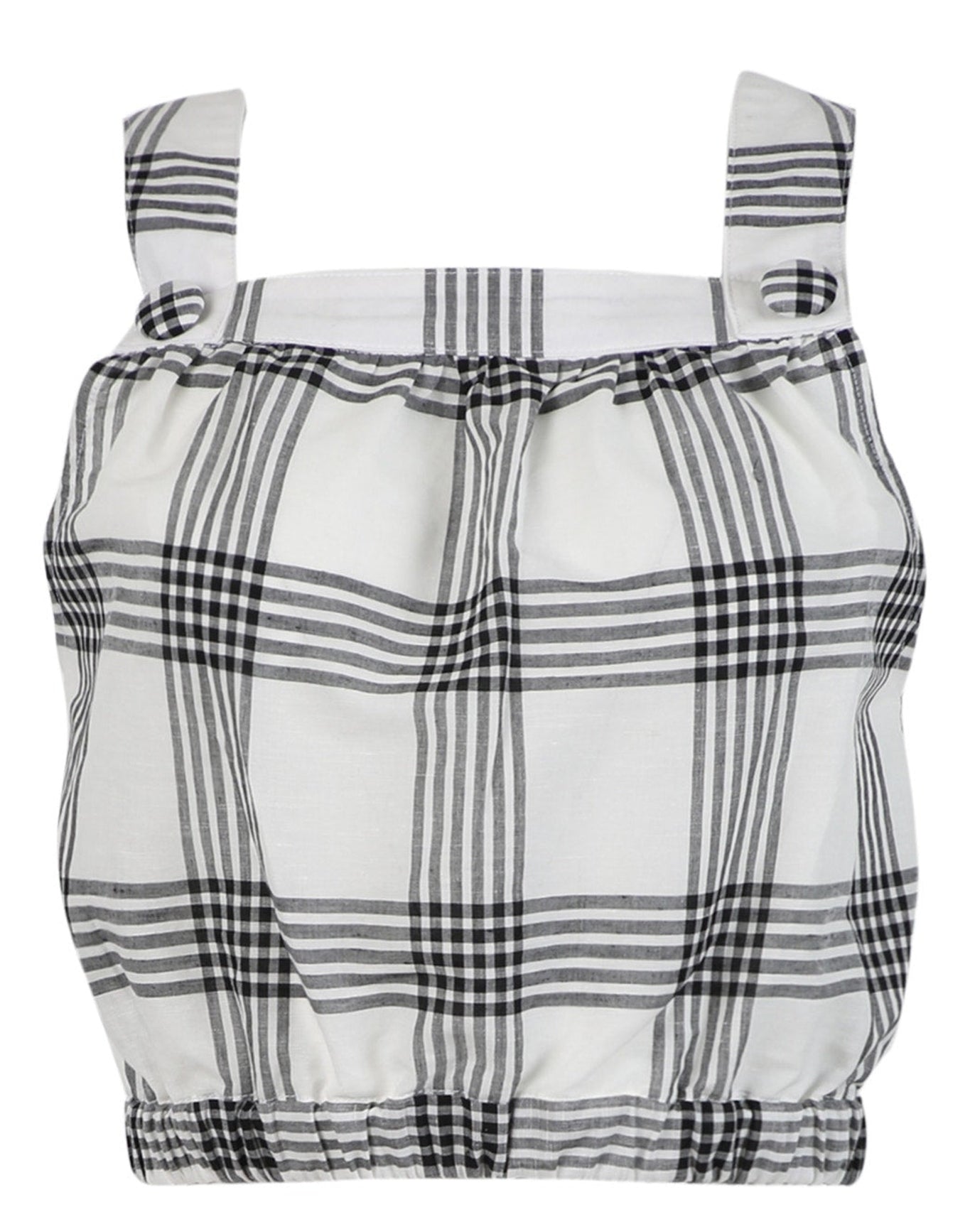 Lisa Marie Fernandez | Women | Blouson Button Top Check | Black x White