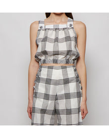 Lisa Marie Fernandez | Women | Blouson Button Top Check | Black x White