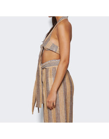Lisa Marie Fernandez | Women | Farrah Halter Top | Siena Natural Striped Chios Gauze