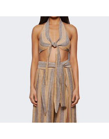 Lisa Marie Fernandez | Women | Farrah Halter Top | Siena Natural Striped Chios Gauze