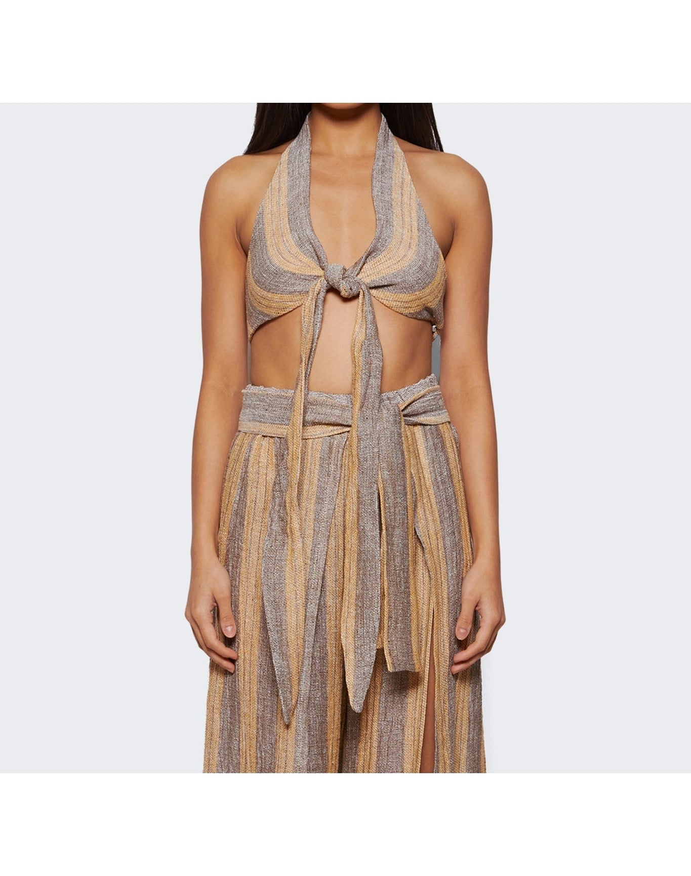 Lisa Marie Fernandez | Women | Farrah Halter Top | Siena Natural Striped Chios Gauze
