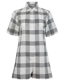Lisa Marie Fernandez | Women | Tennis Playsuit Check | Black x White