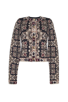 Livi Jacket | Grey Maroon Rita Tile