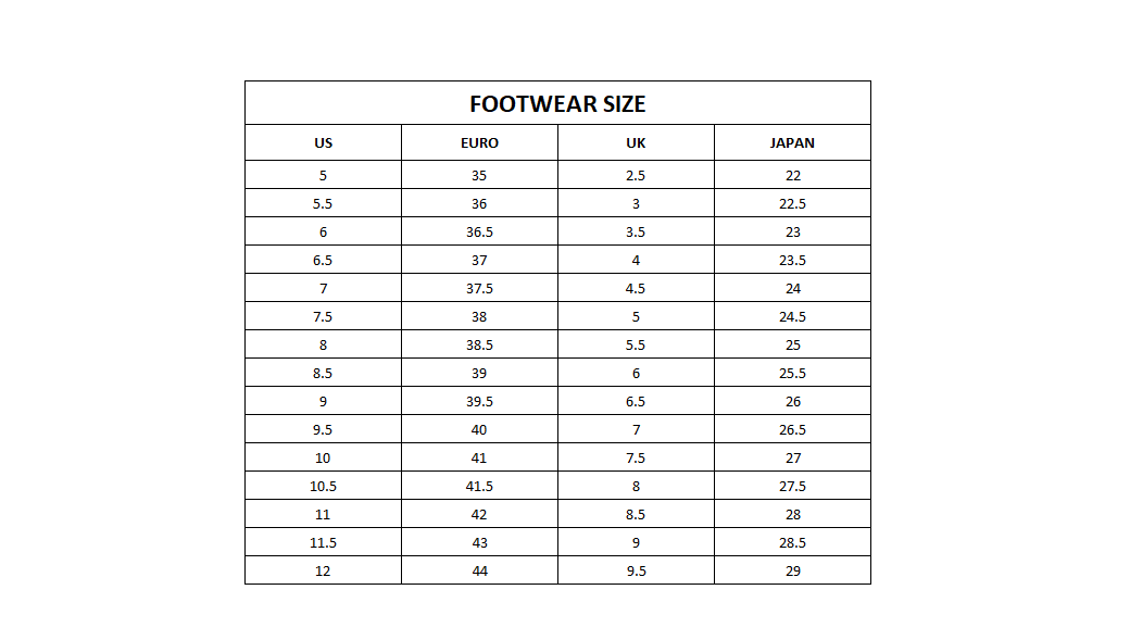 Product size guide