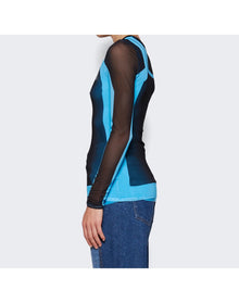 Loewe | Women | Trompe L'oeil Mesh Top | Black x Blue