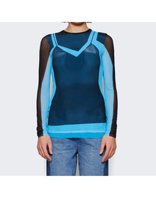 Loewe | Women | Trompe L'oeil Mesh Top | Black x Blue