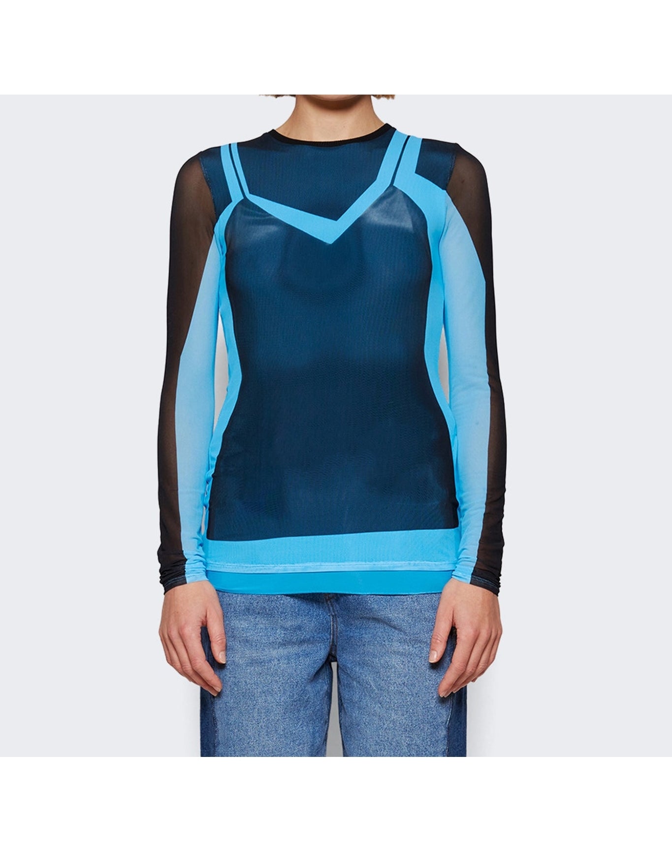 Loewe | Women | Trompe L'oeil Mesh Top | Black x Blue