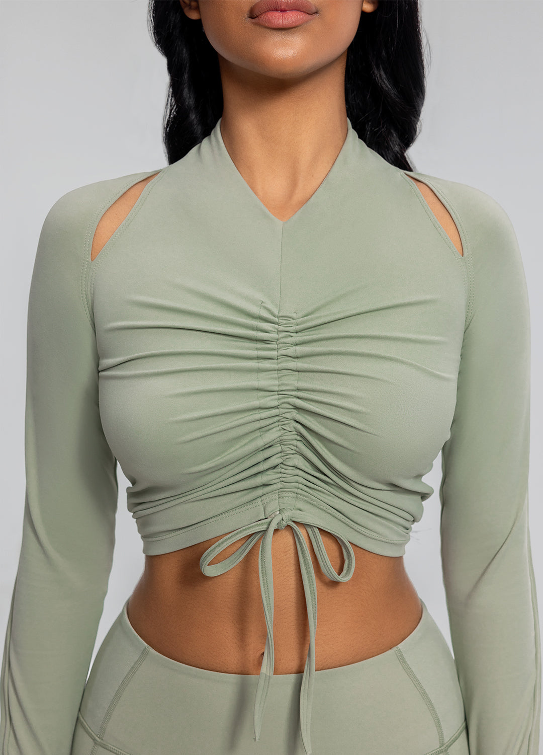Drawstring Crop Top | Sage Green