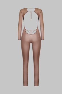Open Back Long Sleeve Catsuit - French Kiss Light