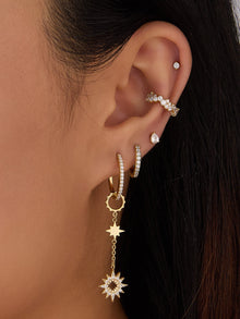 Diamante Barbell Earring | 5A Grade Cubic Zirconia | 14K Gold Plated Brass