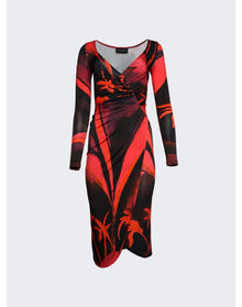 Louisa Ballou | Women | Long Sleeve Summer Solstice Midi Dress | Queens Gambit Red