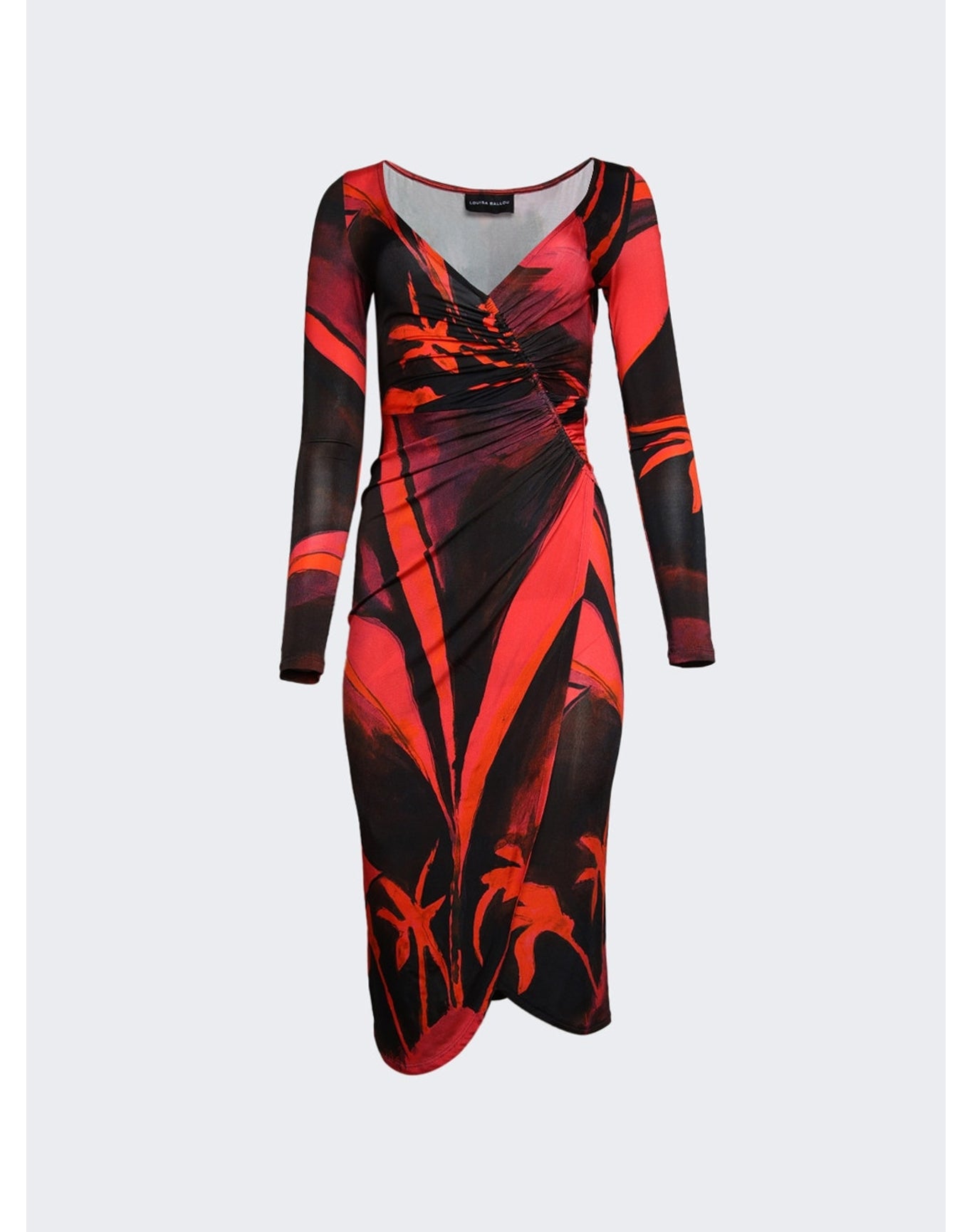 Louisa Ballou | Women | Long Sleeve Summer Solstice Midi Dress | Queens Gambit Red