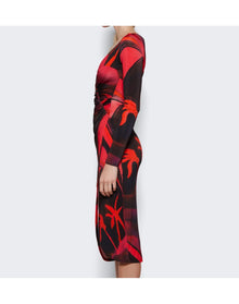 Louisa Ballou | Women | Long Sleeve Summer Solstice Midi Dress | Queens Gambit Red